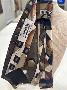 Vintage Screenplay By Martin Wong Silk Tie Abstract Geometric Art Deco 80s 90s